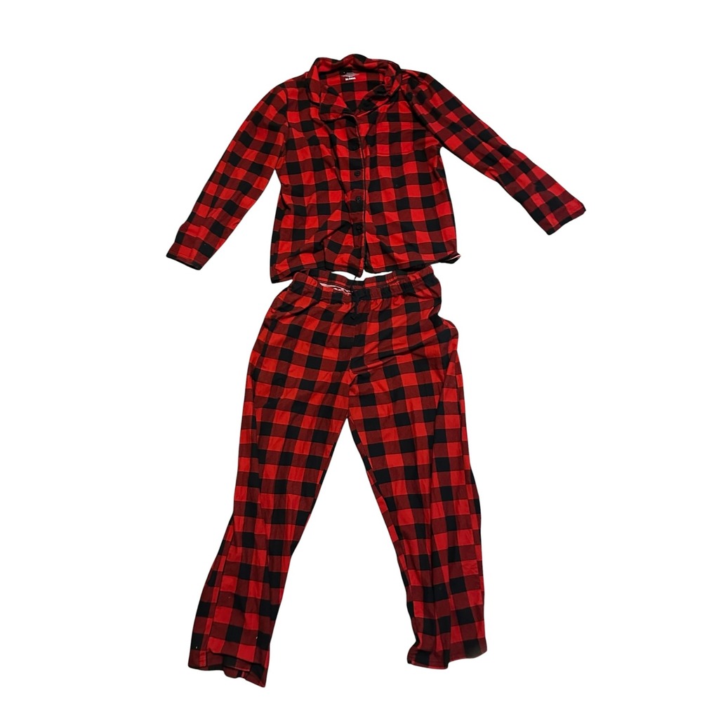 Pajama set Womens Red Black Buffalo Plaid Flannel Pajama Set Size Large 2 Piece